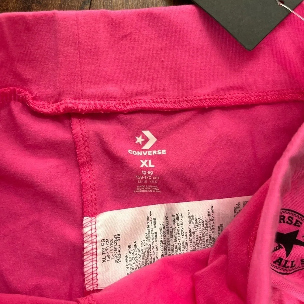 NWT converse girls youth leggings pink black sparkly extra large XL 13-14 years